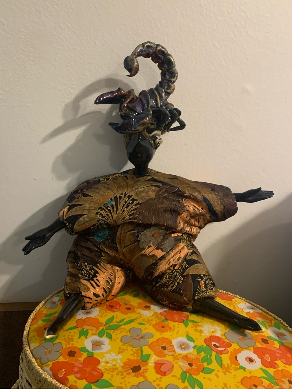 Vintage very rare poupee millet doll scorpion shelf sitter signed